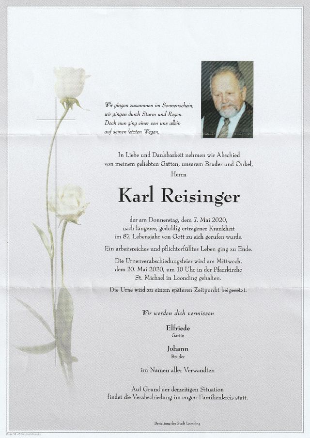 Karl Reisinger  R.i.P.