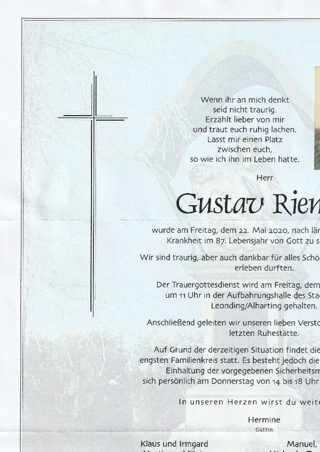 Rufling trauert um Gustav Rienesl ein aufrechter Ruflinger und großartiger Musikant!

R.i.P. Gust !