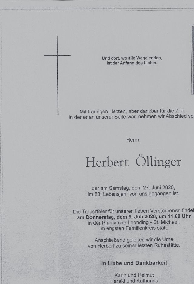 Herbert Öllinger ein Ur-Ruflinger, den viele hier gekannt haben ist am 27 Juni versorben. 

Herbert R.i.P.