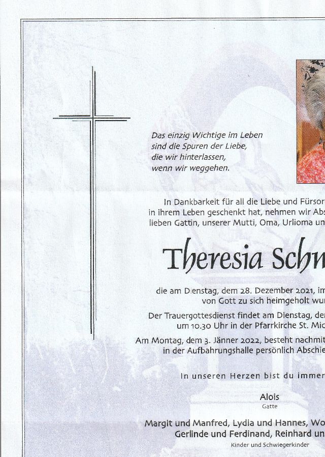 Die Ruflinger Pfarrgemeinschaft trauert um Theresia Schwarz